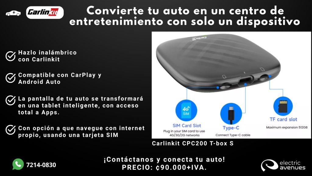Adaptador o Dongle CarPlay inalámbrico
El Carlinkit CPC200 es un adaptador que convierte la pantalla de tu auto en una plataforma más inteligente y conectada.